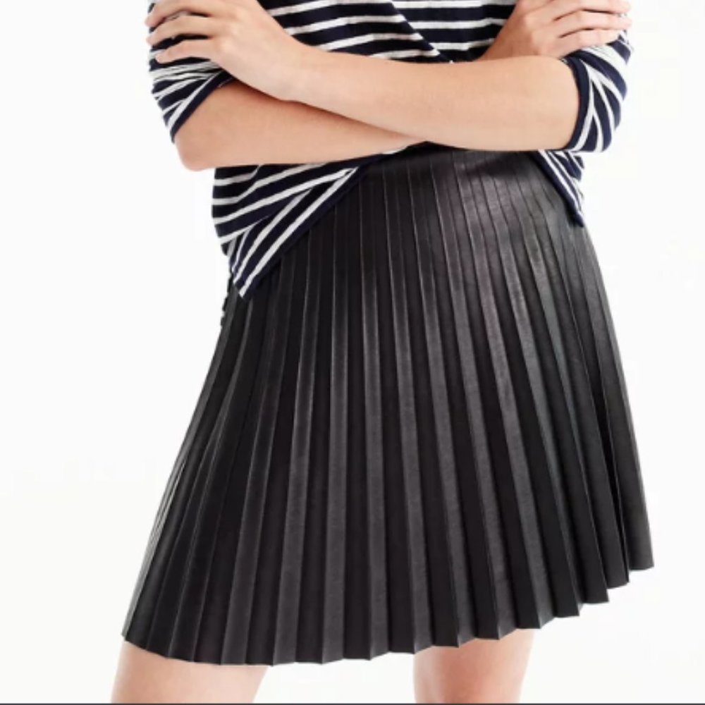 JCREW Pleather Pleaded Skirt Size 00